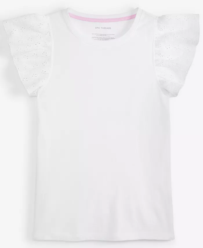 Топ с рукавами-крылышками и ажурными вставками для девочек Epic Threads, белый
Топ с рукавами-крылышками и ажурными вставками для девочек Epic Threads, белый