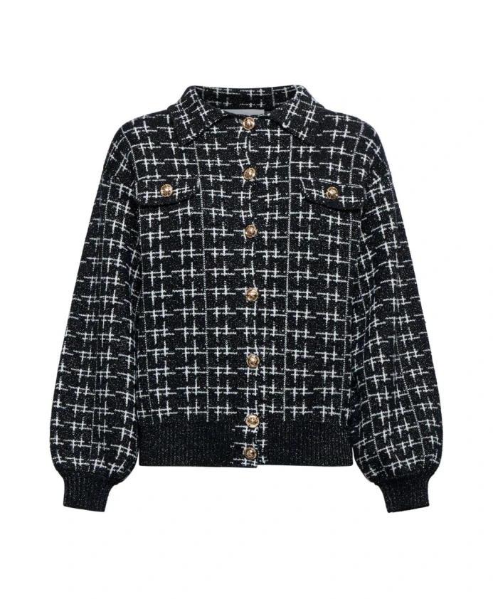 Кардиган с плетеной структурой и объемными рукавами. Silvian Heach, черный
Кардиган с плетеной структурой и объемными рукавами. Silvian Heach, черный