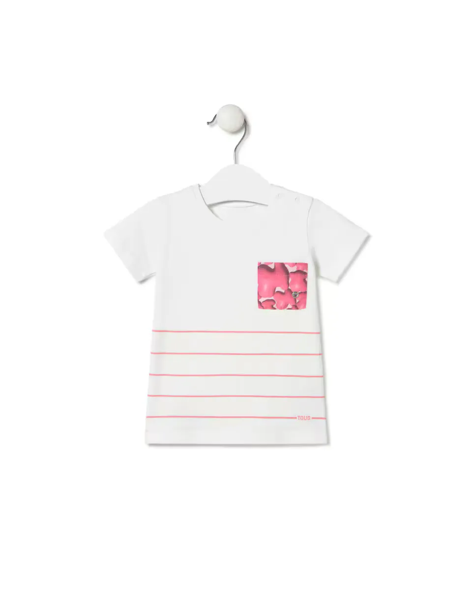 Белая пляжная футболка в полоску с карманом Tous, розовый
Белая пляжная футболка в полоску с карманом Tous, розовый