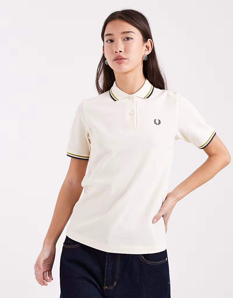 Рубашка-поло с двойным кантом кремового цвета Fred Perry
Рубашка-поло с двойным кантом кремового цвета Fred Perry