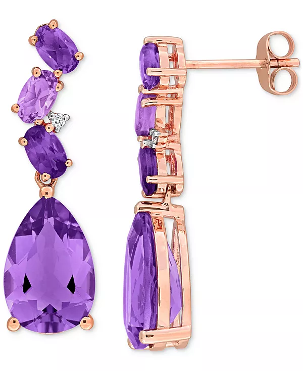 Серьги-Капли с аметистом и розовым аметистом (7 1/5 карата) и бриллиантами в форме слезы из 10-каратного розового золота Macy'S, amethyst
Серьги-Капли с аметистом и розовым аметистом (7 1/5 карата) и бриллиантами в форме слезы из 10-каратного розового золота Macy'S, amethyst