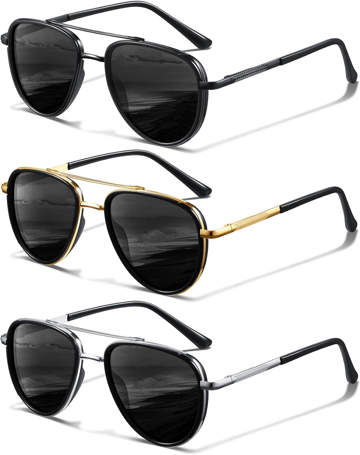 Поляризованные солнцезащитные очки-авиаторы KUGUAOK для женщин и мужчин, защита от УФ-излучения, для бега и активного отдыха, не спутываются, винтажный стиль, Black+black Gold+black Silver
Поляризованные солнцезащитные очки-авиаторы KUGUAOK для женщин и мужчин, защита от УФ-излучения, для бега и активного отдыха, не спутываются, винтажный стиль, Black+black Gold+black Silver