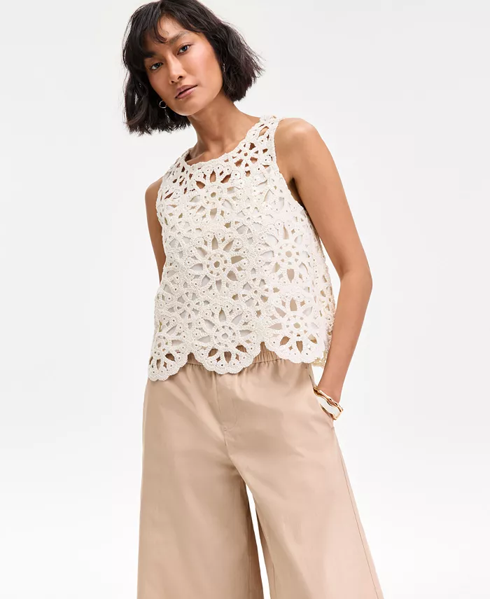 Женский топ с пайетками и кружевным узором по краю On 34th, желтый
Женский топ с пайетками и кружевным узором по краю On 34th, желтый