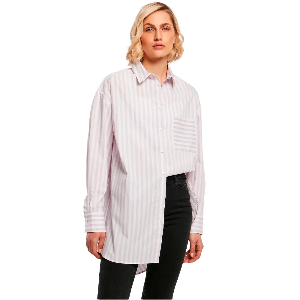 Рубашка с длинным рукавом Urban Classics Oversized Stripe, фиолетовый
Рубашка с длинным рукавом Urban Classics Oversized Stripe, фиолетовый