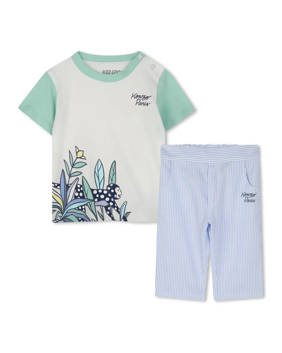 Комплект из футболки с коротким рукавом и полосатых брюк для мальчика Kenzo Kids, белый
Комплект из футболки с коротким рукавом и полосатых брюк для мальчика Kenzo Kids, белый
