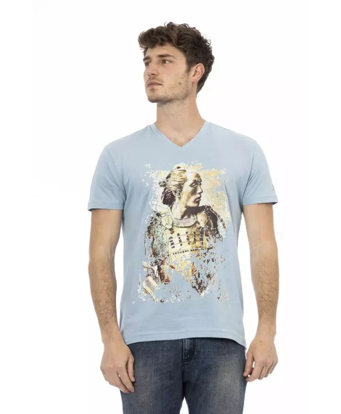 Элегантная футболка с V образным вырезом и принтом спереди. Trussardi, синий
Элегантная футболка с V образным вырезом и принтом спереди. Trussardi, синий