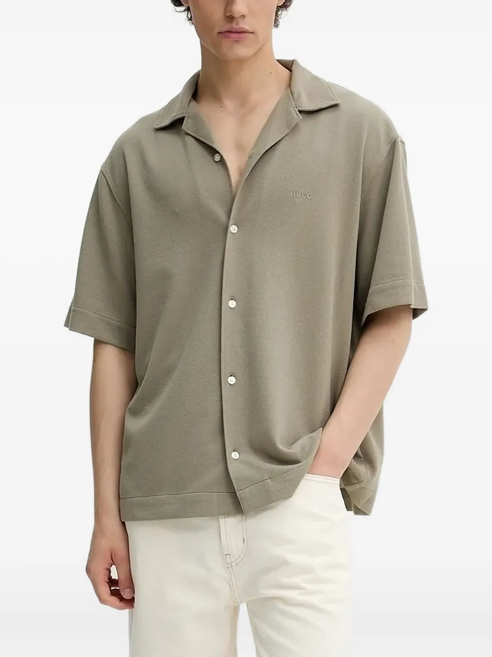 Рубашка с короткими рукавами и воротником-стойкой HUGO, зеленый
Рубашка с короткими рукавами и воротником-стойкой HUGO, зеленый