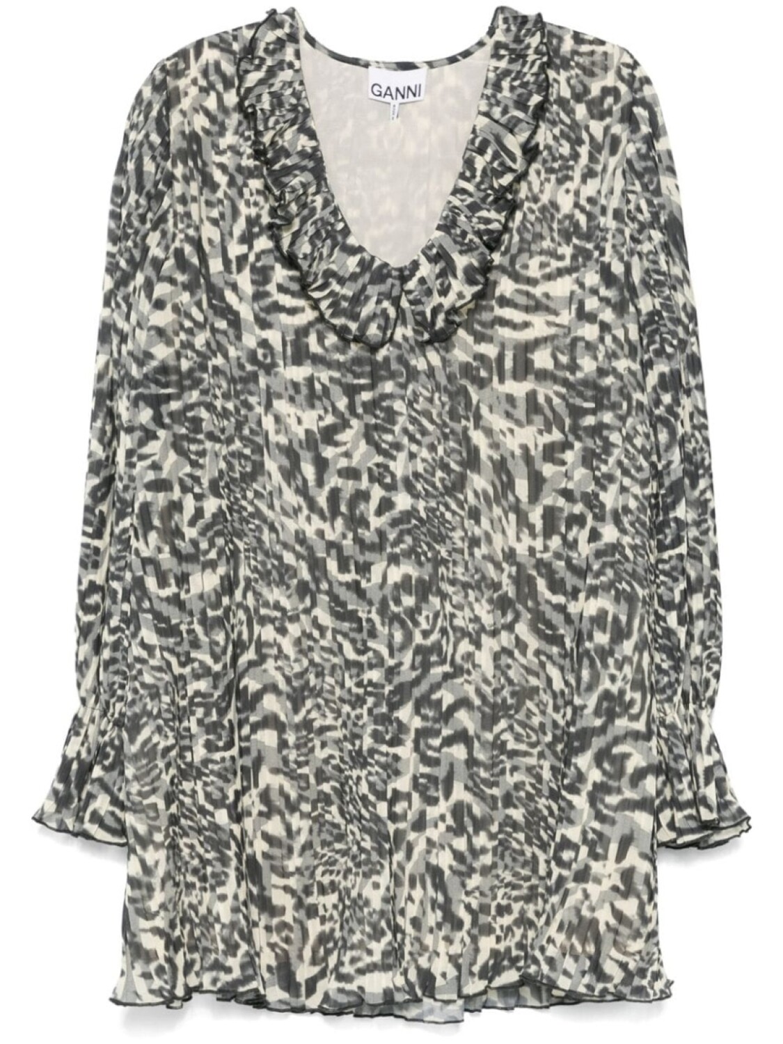 GANNI платье мини со складками и принтом, черный
GANNI платье мини со складками и принтом, черный