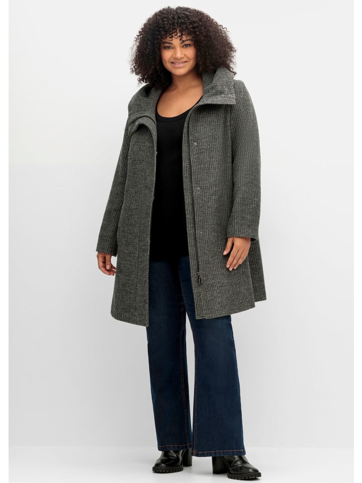 Зимнее пальто sheego, черно-белый
Зимнее пальто sheego, черно-белый