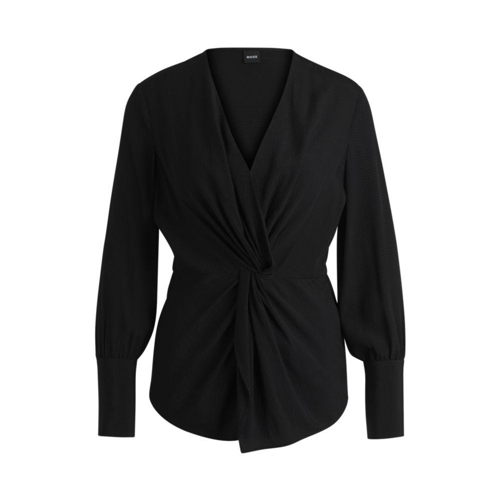 Блузка прямого кроя из шелка с защипом спереди BOSS, черный
Блузка прямого кроя из шелка с защипом спереди BOSS, черный
