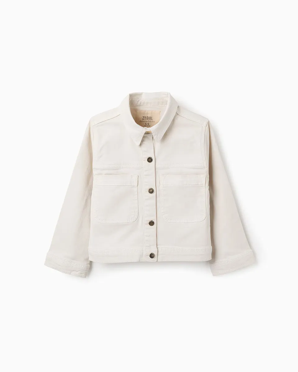 Пиджак для девочки с рубашечным воротником и металлическими пуговицами Zippy, бежевый 
Пиджак для девочки с рубашечным воротником и металлическими пуговицами Zippy, бежевый