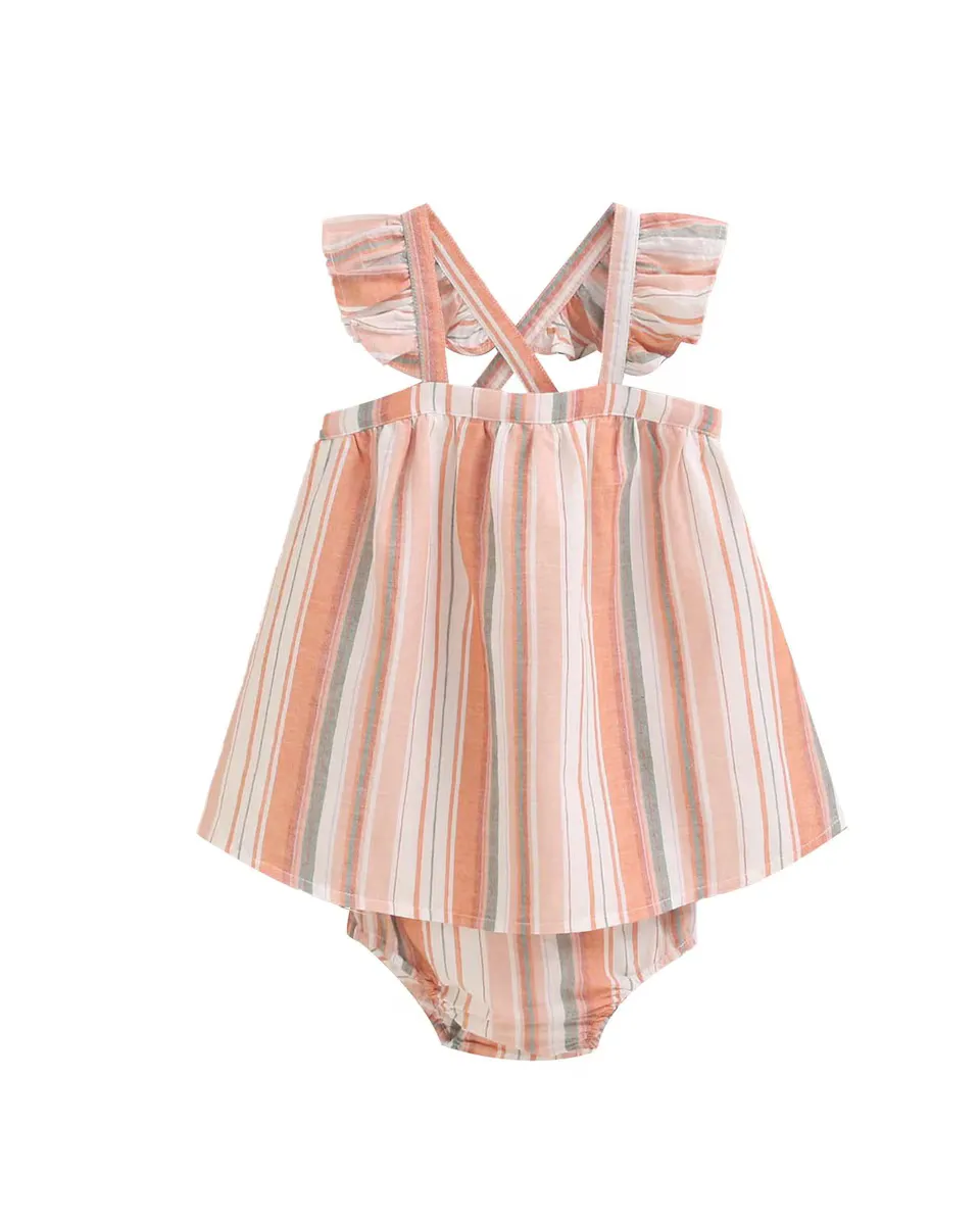 Полосатое платье для девочки с соответствующими трусиками Dadati, оранжевый
Полосатое платье для девочки с соответствующими трусиками Dadati, оранжевый