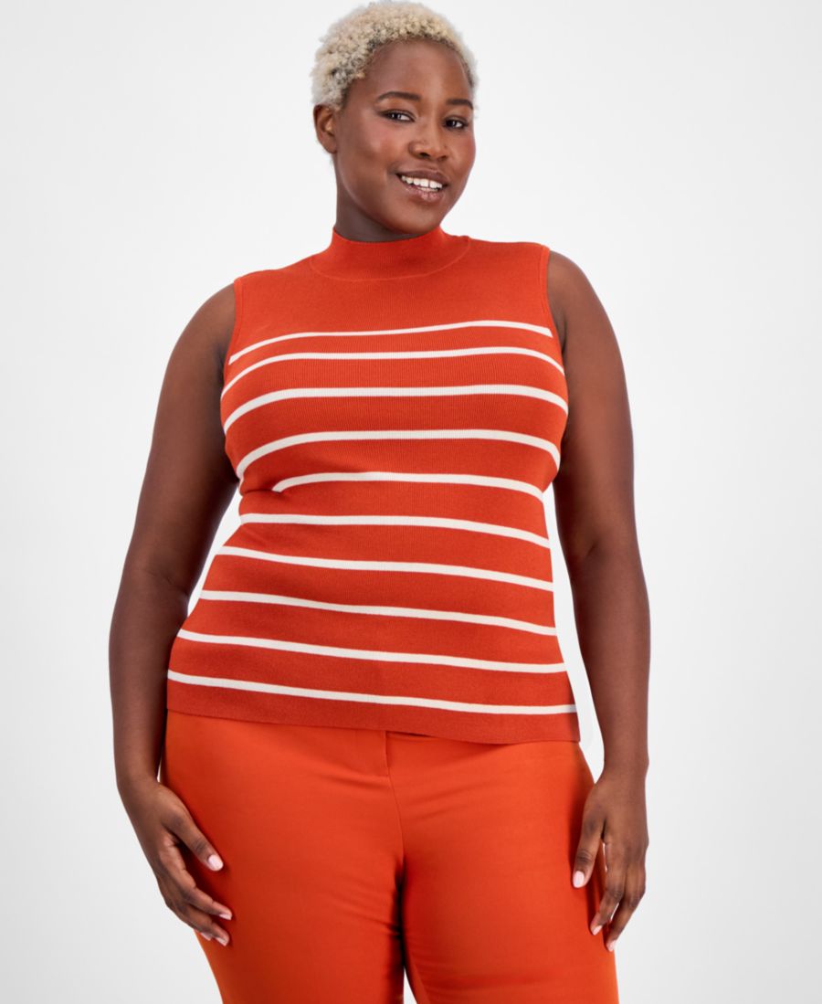 Полосатый свитер без рукавов с высоким воротником больших размеров Tahari ASL, Persimmon
Полосатый свитер без рукавов с высоким воротником больших размеров Tahari ASL, Persimmon