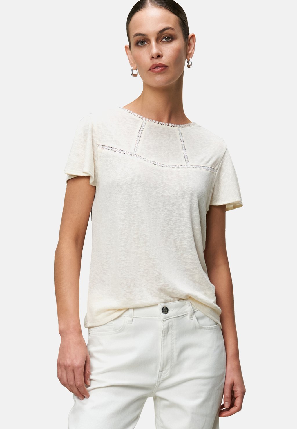 Футболка с принтом MIT HÄKELDETAILS - Blouse zero, кремовый 
Футболка с принтом MIT HÄKELDETAILS - Blouse zero, кремовый