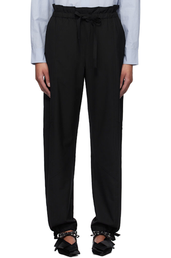 Черные драпированные меланжевые брюки с эластичной талией GANNI
Черные драпированные меланжевые брюки с эластичной талией GANNI