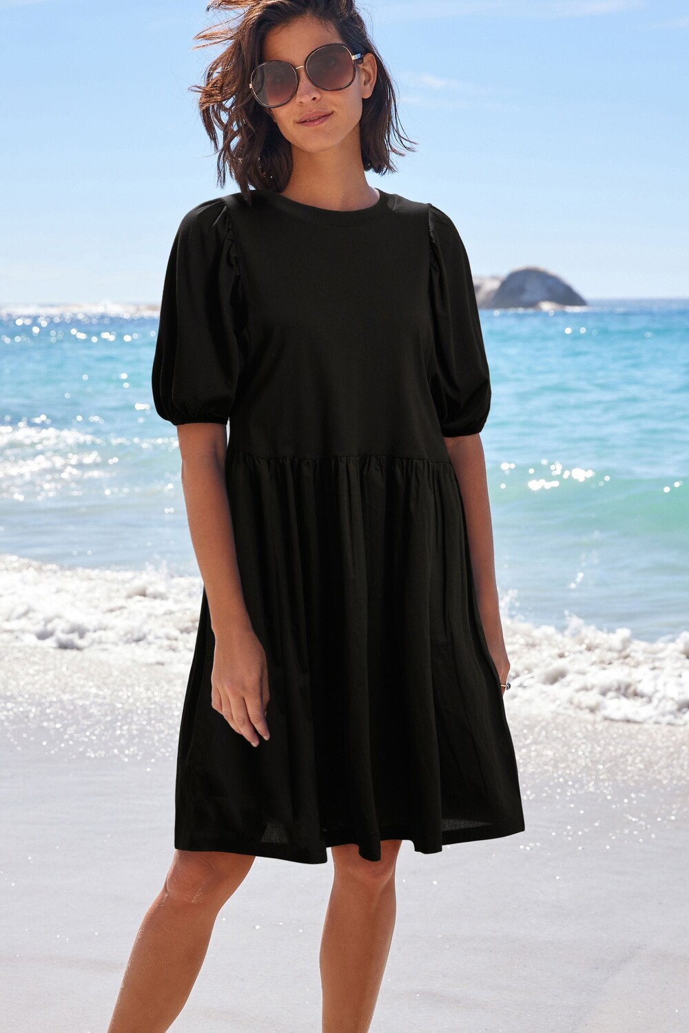 Мини-Платье из джерси с пышными рукавами Next, черный
Мини-Платье из джерси с пышными рукавами Next, черный