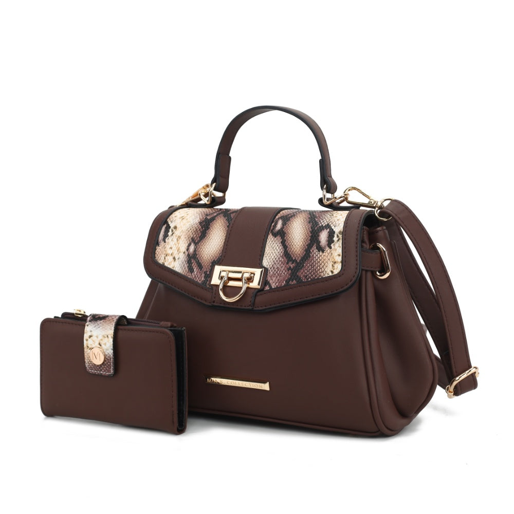 Женская сумка через плечо Mia K с тиснением под змею и кошельком в комплекте MKF, Coffee
Женская сумка через плечо Mia K с тиснением под змею и кошельком в комплекте MKF, Coffee