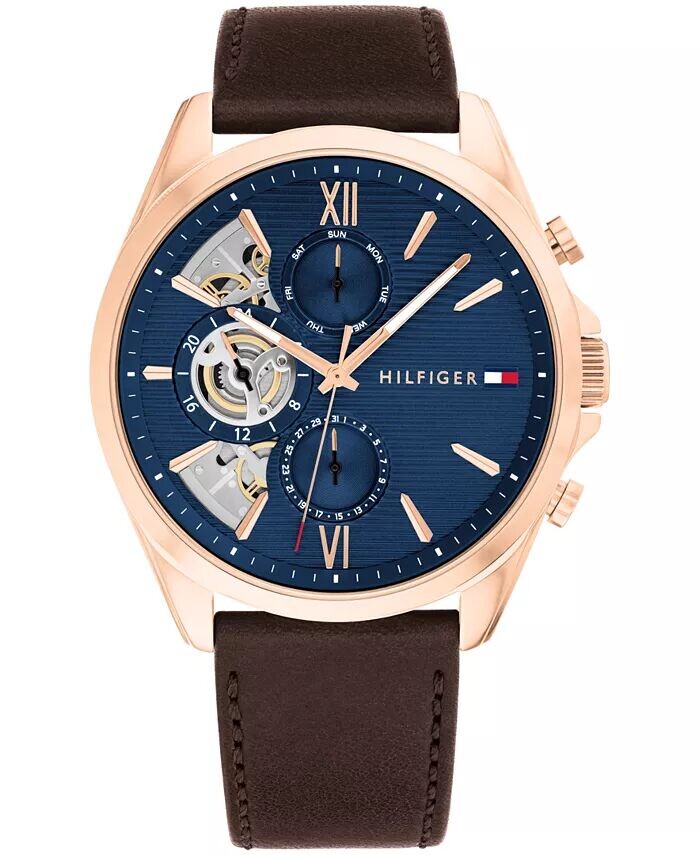Мужские кварцевые коричневые кожаные часы 43,5 мм Tommy Hilfiger
Мужские кварцевые коричневые кожаные часы 43,5 мм Tommy Hilfiger