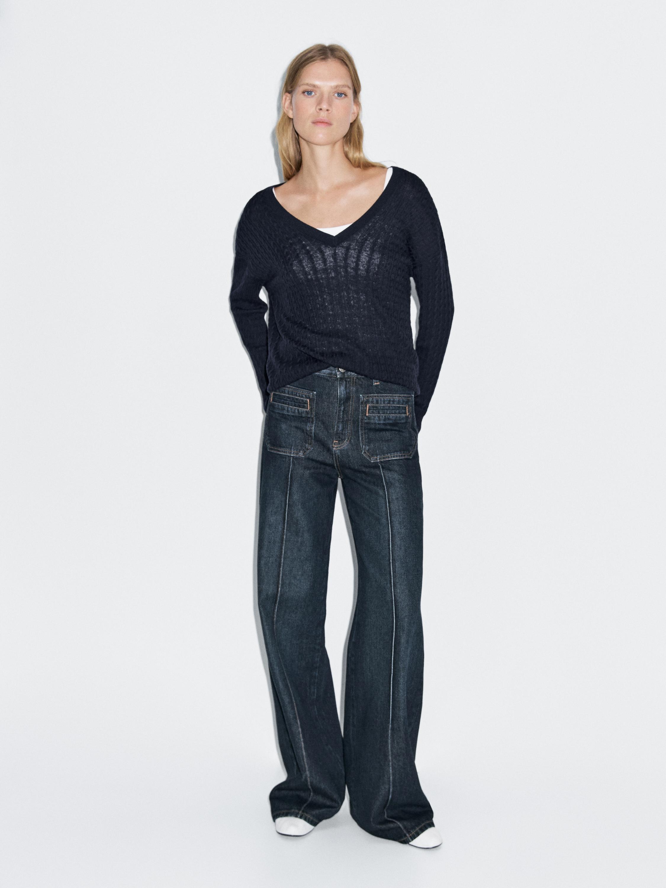 Свитер косой вязки с V-образным вырезом Massimo Dutti, темно-синий
Свитер косой вязки с V-образным вырезом Massimo Dutti, темно-синий