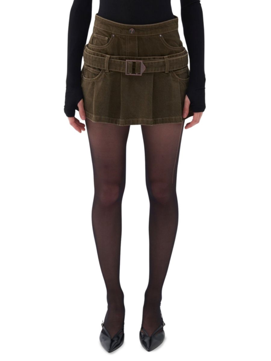 Мини-юбка из денима с поясом Nocturne, хаки
Мини-юбка из денима с поясом Nocturne, хаки
