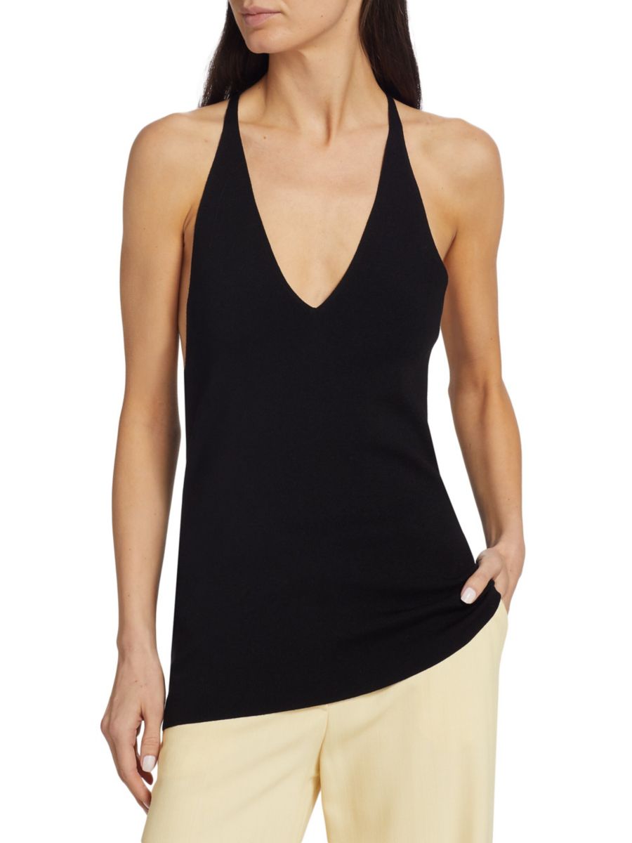 Вязаный топ с Y-образной спинкой Toteme, черный 
Вязаный топ с Y-образной спинкой Toteme, черный