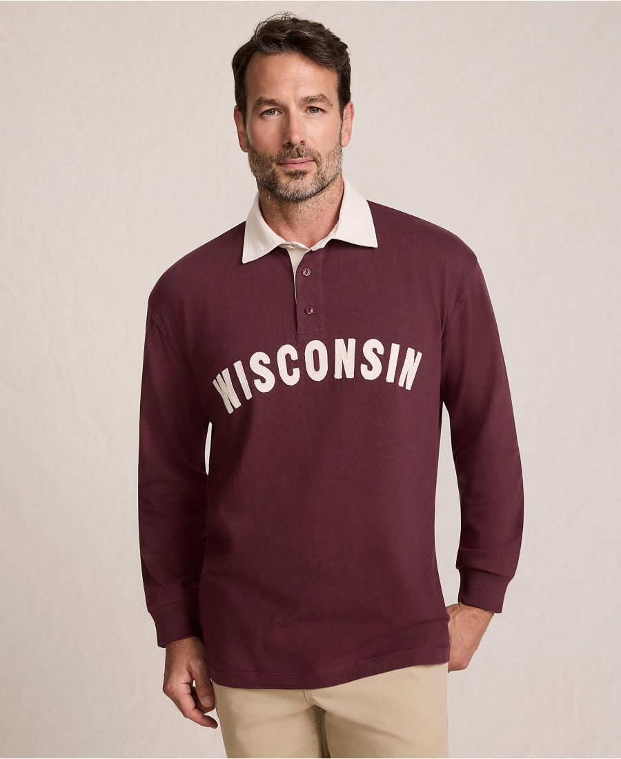 Мужская рубашка поло с длинным рукавом, прочная, в стиле регби, с вышивкой Lands' End, Lush burgundy wisconsin
Мужская рубашка поло с длинным рукавом, прочная, в стиле регби, с вышивкой Lands' End, Lush burgundy wisconsin