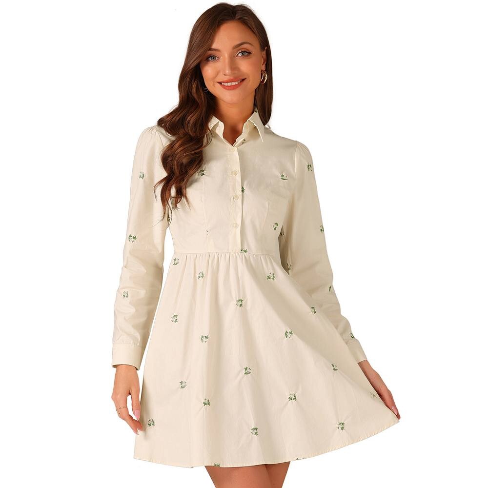 Женское платье-рубашка с цветочной вышивкой и длинными рукавами, мини-платья на пуговицах ALLEGRA K, бежевый
Женское платье-рубашка с цветочной вышивкой и длинными рукавами, мини-платья на пуговицах ALLEGRA K, бежевый