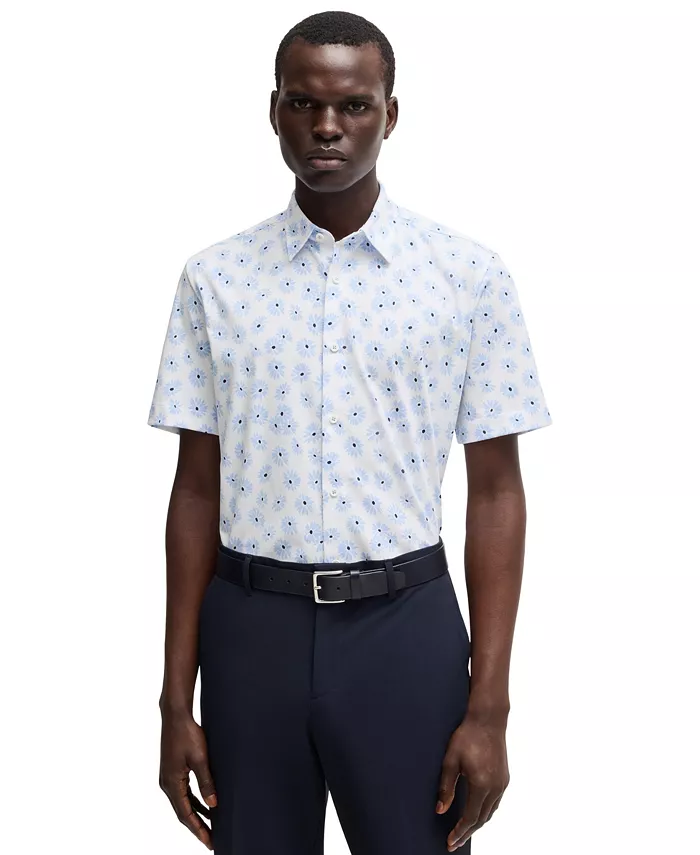 Мужская рубашка облегающего кроя из хлопковой смеси Hugo Boss, синий
Мужская рубашка облегающего кроя из хлопковой смеси Hugo Boss, синий