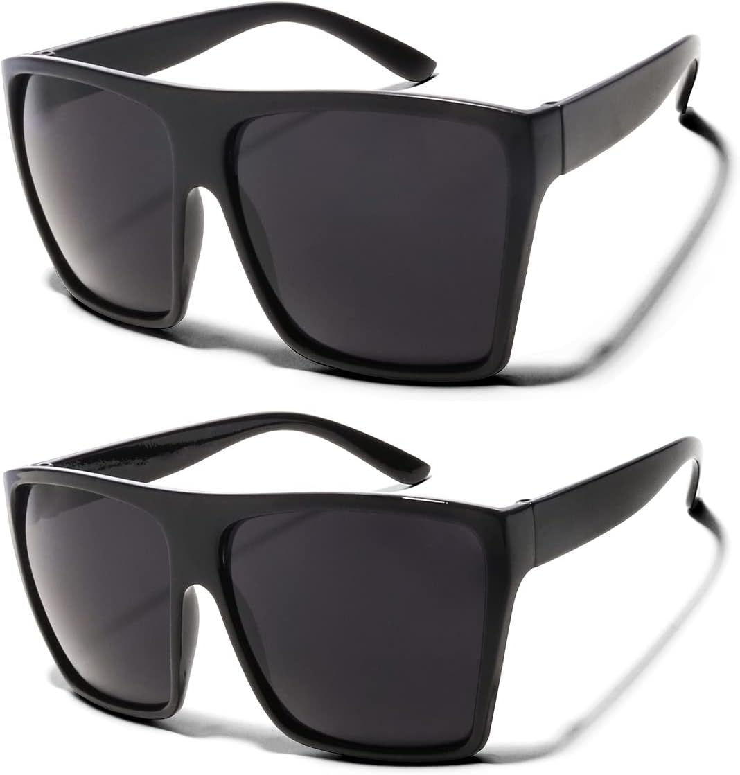 Модные солнцезащитные очки ShadyVEU увеличенного размера с плоской верхней частью, квадратной и трапециевидной формы, для мужчин и женщин, 2-pack Black Frame With Super Dark Black Lens
Модные солнцезащитные очки ShadyVEU увеличенного размера с плоской верхней частью, квадратной и трапециевидной формы, для мужчин и женщин, 2-pack Black Frame With Super Dark Black Lens