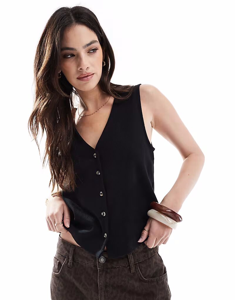 Топ в рубчик с застежкой на пуговицы ASOS DESIGN черного цвета
Топ в рубчик с застежкой на пуговицы ASOS DESIGN черного цвета