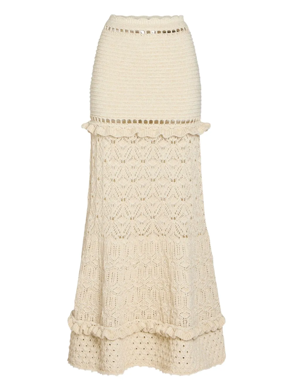 Юбка макси Magdalena в технике кроше с оборками Retrofete, нейтральный
Юбка макси Magdalena в технике кроше с оборками Retrofete, нейтральный