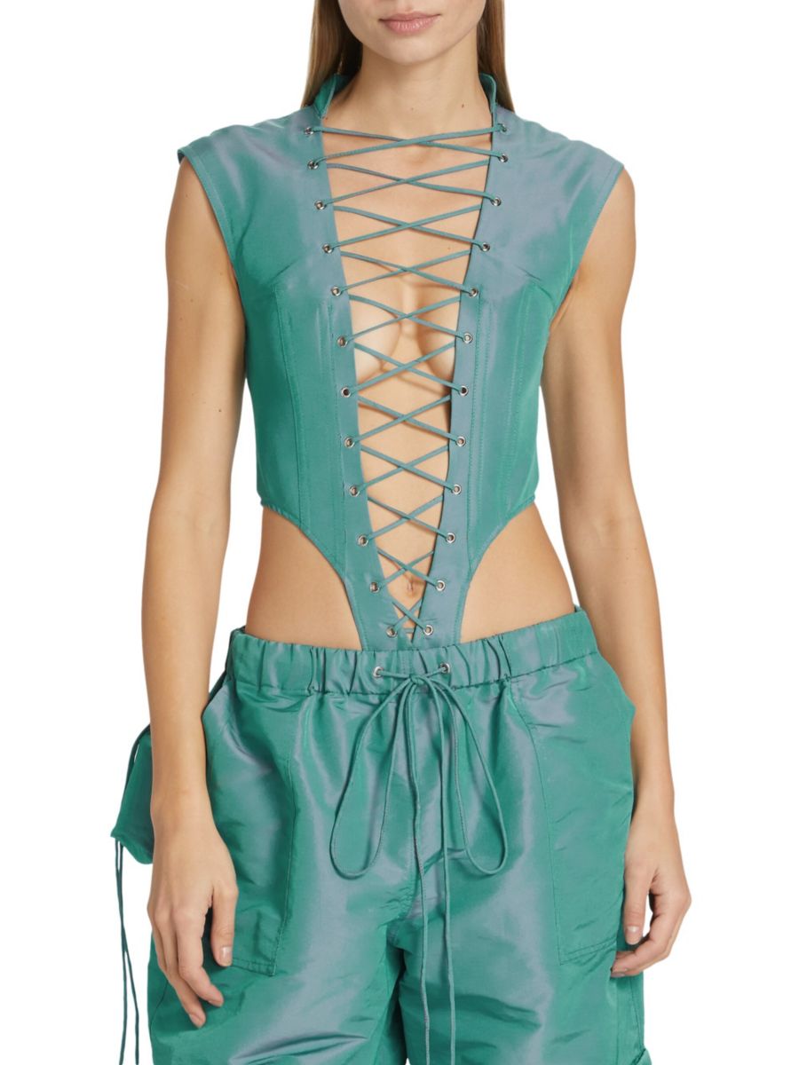 Удобный боди со шнуровкой LaQuan Smith, цвет Aqua
Удобный боди со шнуровкой LaQuan Smith, цвет Aqua