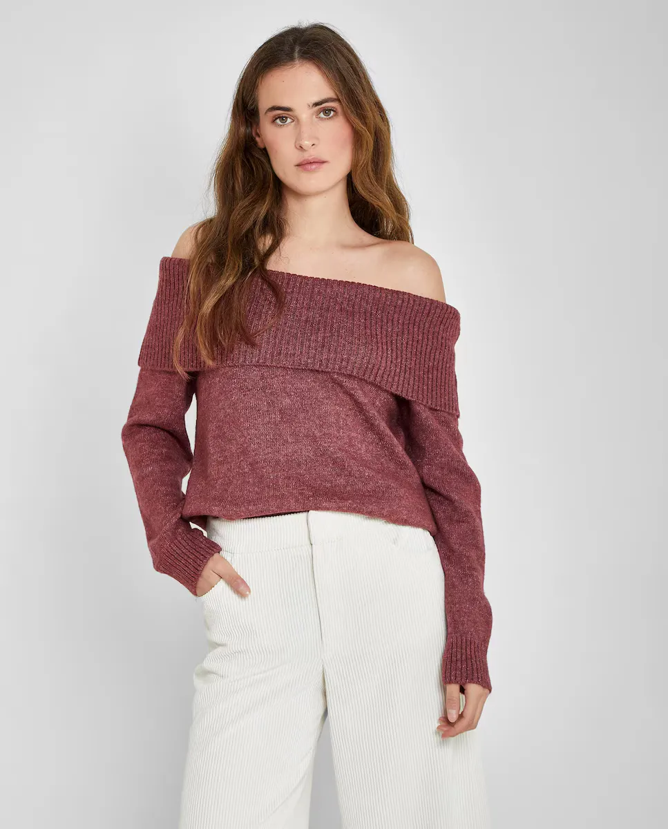 Женский вязаный свитер с открытыми плечами Trucco, розовый 
Женский вязаный свитер с открытыми плечами Trucco, розовый