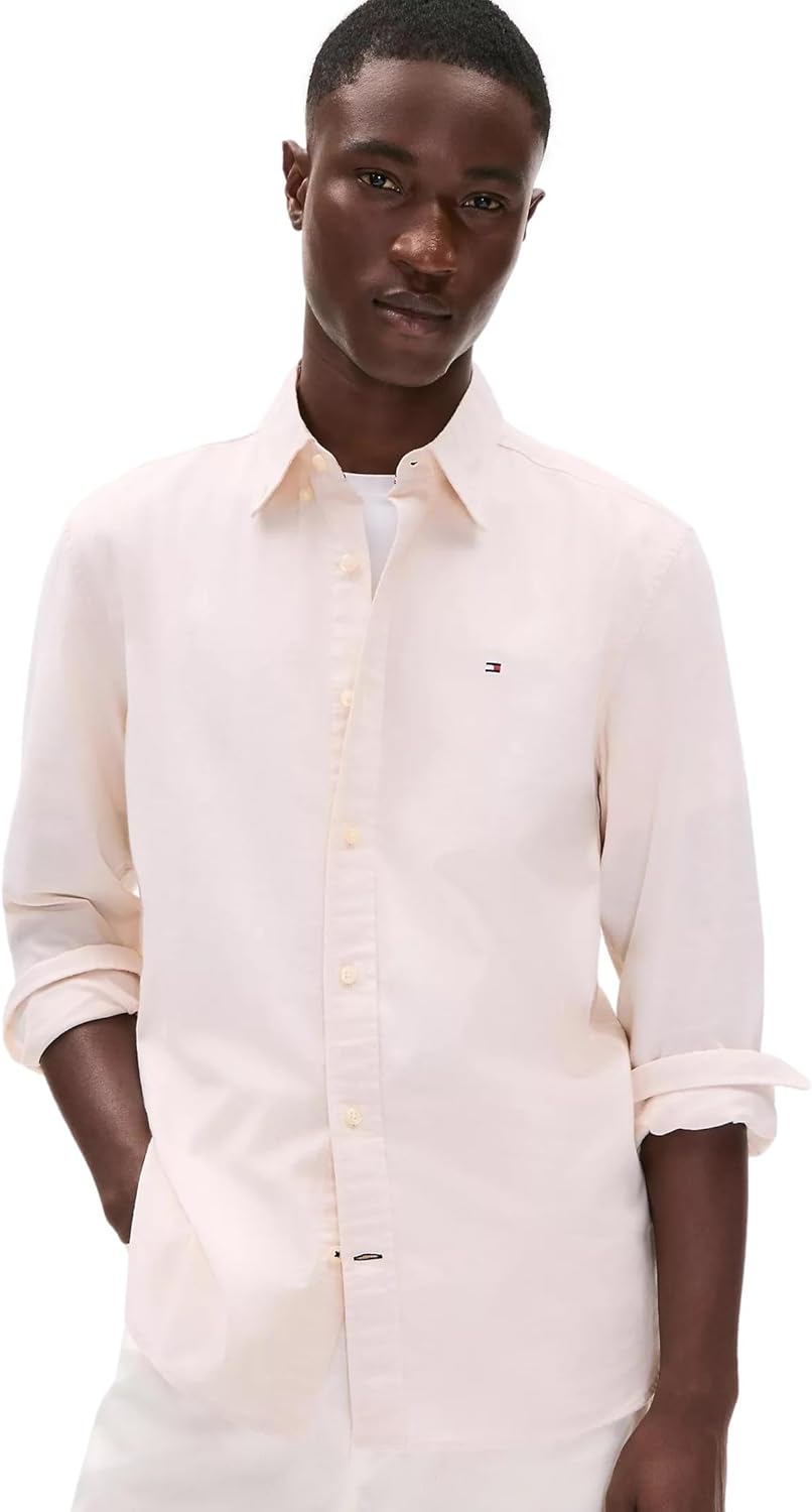 Мужская фирменная рубашка TOMMY HILFIGER с длинным рукавом и застежкой на пуговицы, классического кроя, коллекция 2025 года, Classic Beige.
Мужская фирменная рубашка TOMMY HILFIGER с длинным рукавом и застежкой на пуговицы, классического кроя, коллекция 2025 года, Classic Beige.