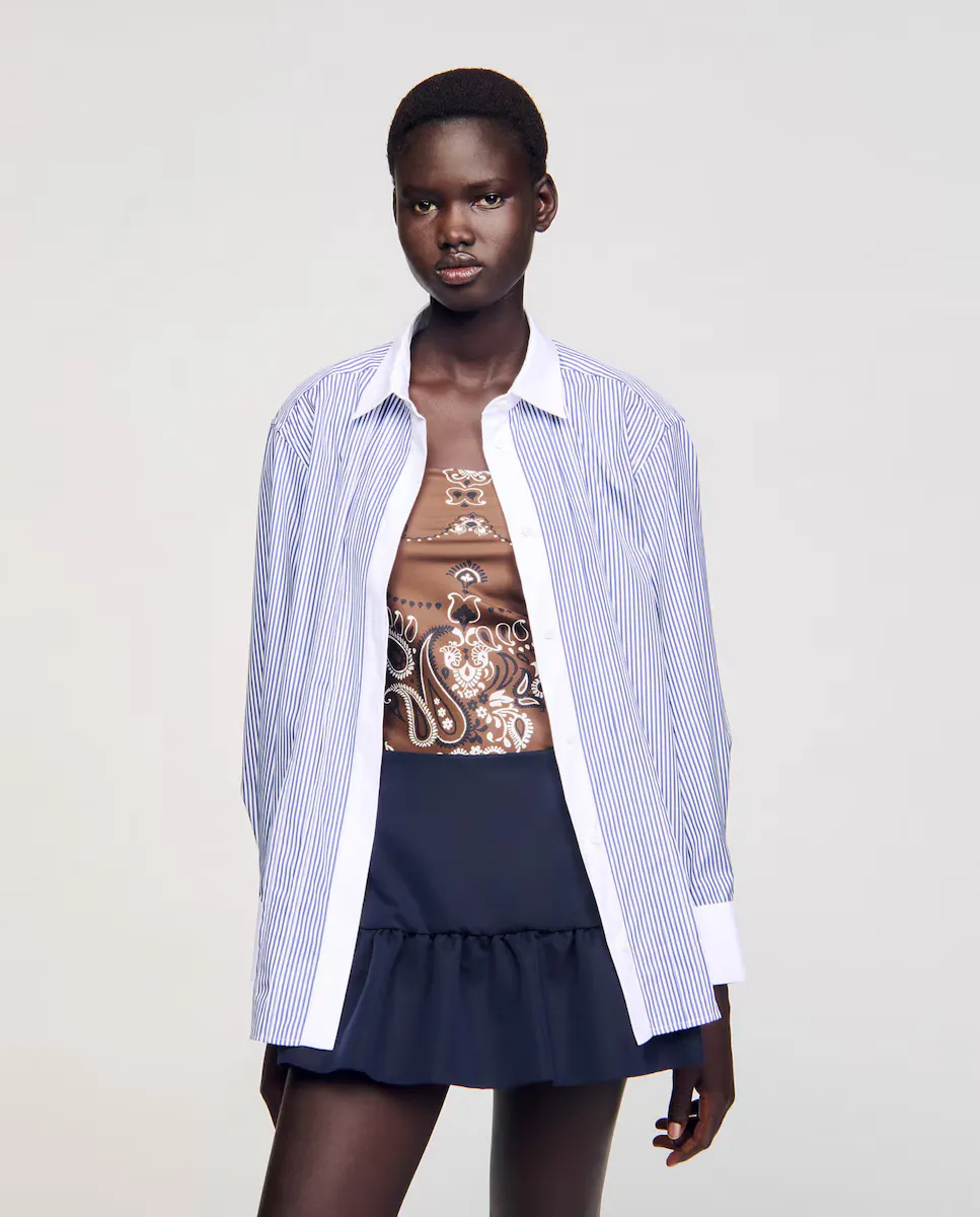 Женская рубашка в полоску с длинными рукавами Sandro, синий
Женская рубашка в полоску с длинными рукавами Sandro, синий