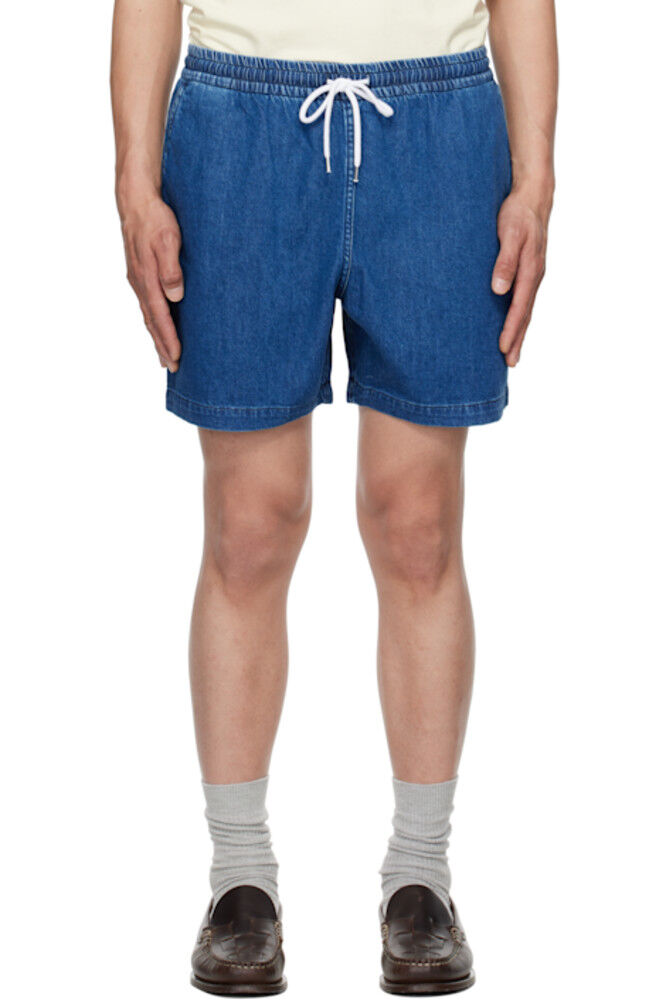 Синие хлопковые джинсовые шорты с завязками Drake's
Синие хлопковые джинсовые шорты с завязками Drake's
