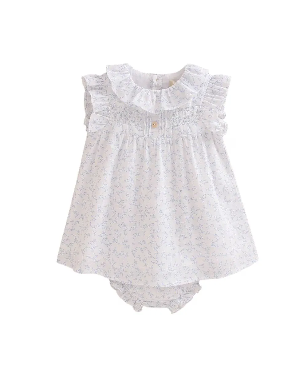 Белое платье для девочки с принтом и трусиками в тон Dadati, белый 
Белое платье для девочки с принтом и трусиками в тон Dadati, белый