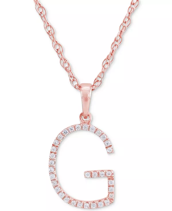 Ожерелье с кулоном-инициалом из 10-каратного розового золота с бриллиантом (1/10 карата), длина 16 дюймов + удлинитель 2 дюйма Macy'S, g