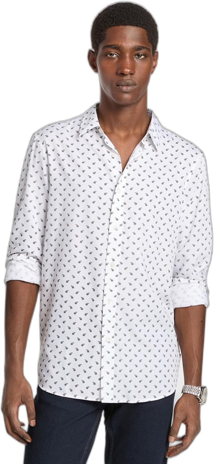 Michael Kors мужская классическая рубашка с длинным рукавом и принтом пейсли, White
Michael Kors мужская классическая рубашка с длинным рукавом и принтом пейсли, White