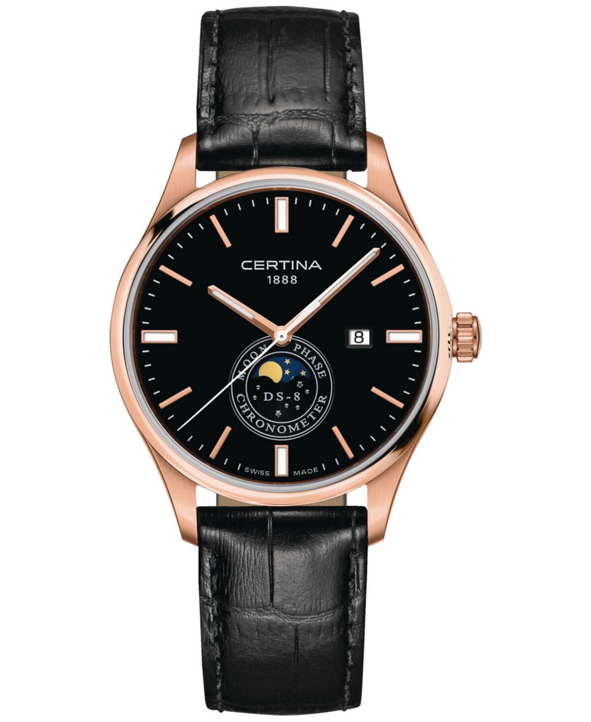 Мужские швейцарские часы DS-8 Moon Phase с черным кожаным ремешком, 41 мм Certina
Мужские швейцарские часы DS-8 Moon Phase с черным кожаным ремешком, 41 мм Certina