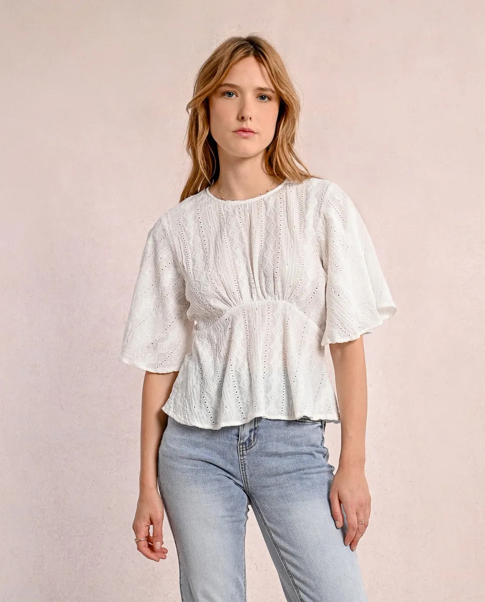 Женская блузка с рукавами-бабочками из ажурной ткани Molly Bracken, цвет Crudo
Женская блузка с рукавами-бабочками из ажурной ткани Molly Bracken, цвет Crudo
