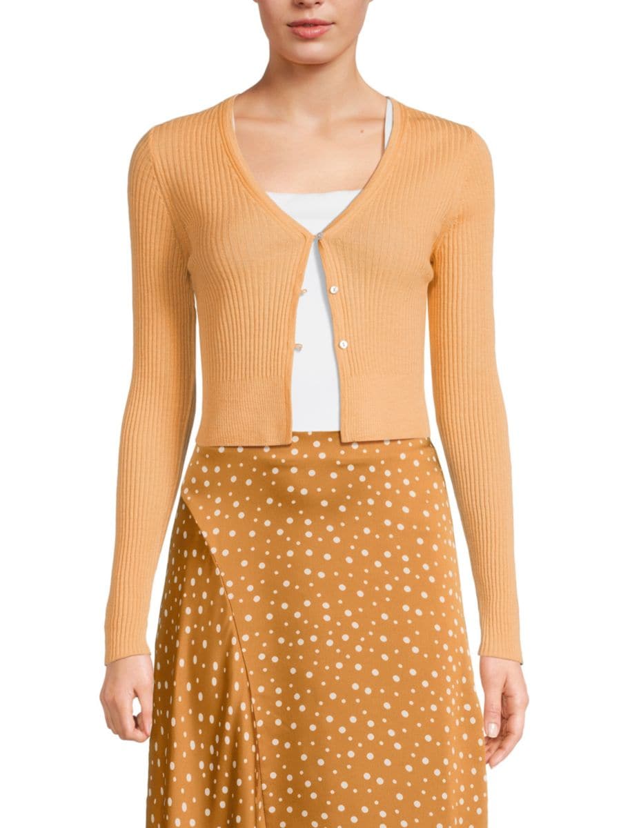 Кардиган из кашемира и шелка в рубчик Vince, цвет Cantaloupe
Кардиган из кашемира и шелка в рубчик Vince, цвет Cantaloupe