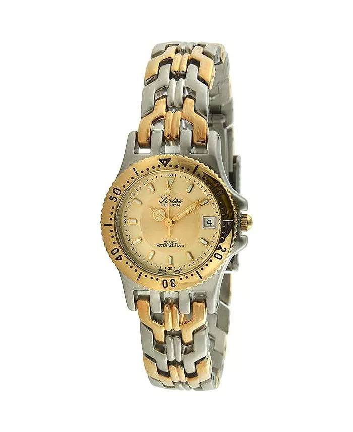 Женские двухцветные наручные часы с роскошным браслетом и спортивным безелем Swiss Edition
Женские двухцветные наручные часы с роскошным браслетом и спортивным безелем Swiss Edition