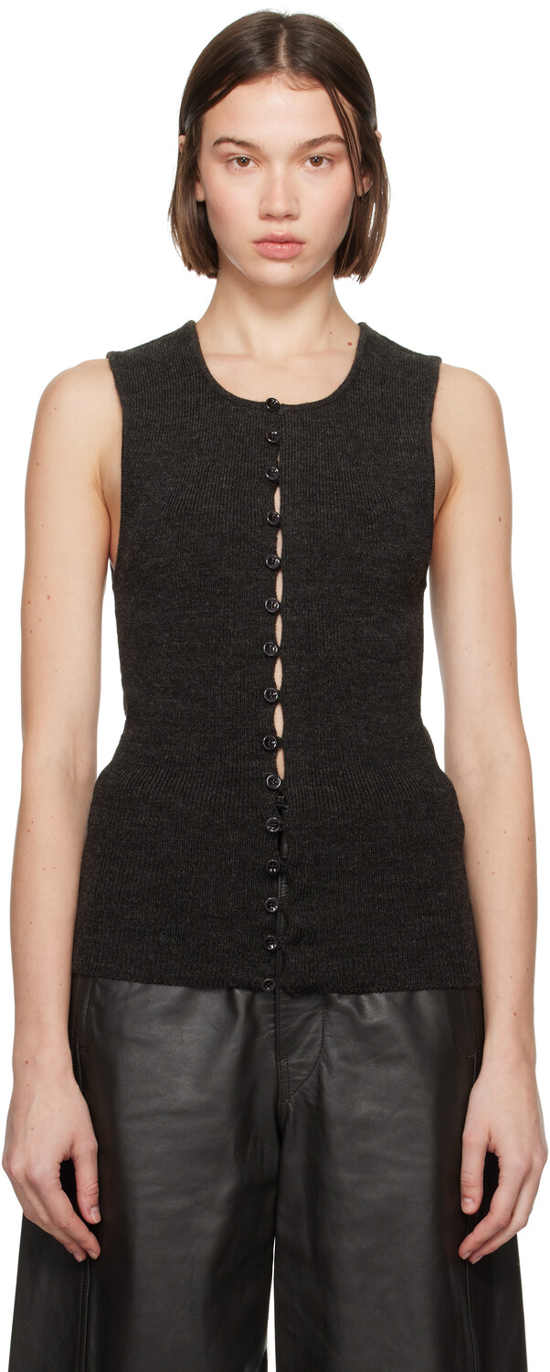 Коричневый приталенный кардиган без рукавов LEMAIRE
Коричневый приталенный кардиган без рукавов LEMAIRE