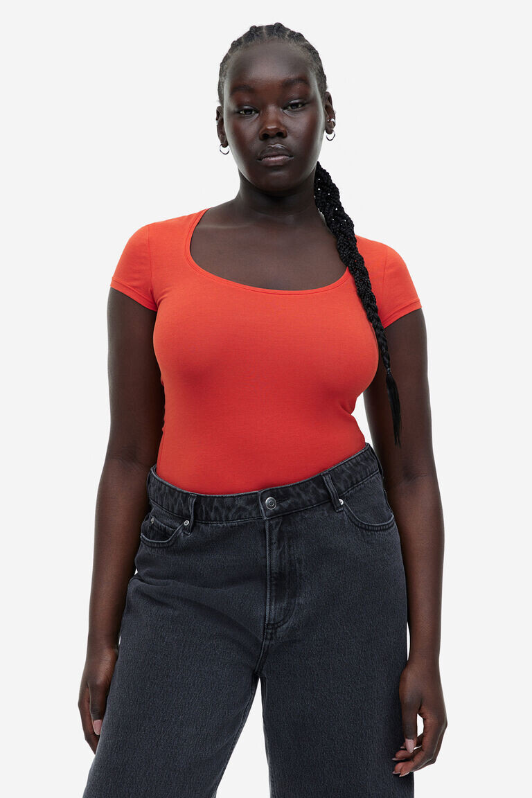 Футболка с овальным вырезом H&M, красный
Футболка с овальным вырезом H&M, красный