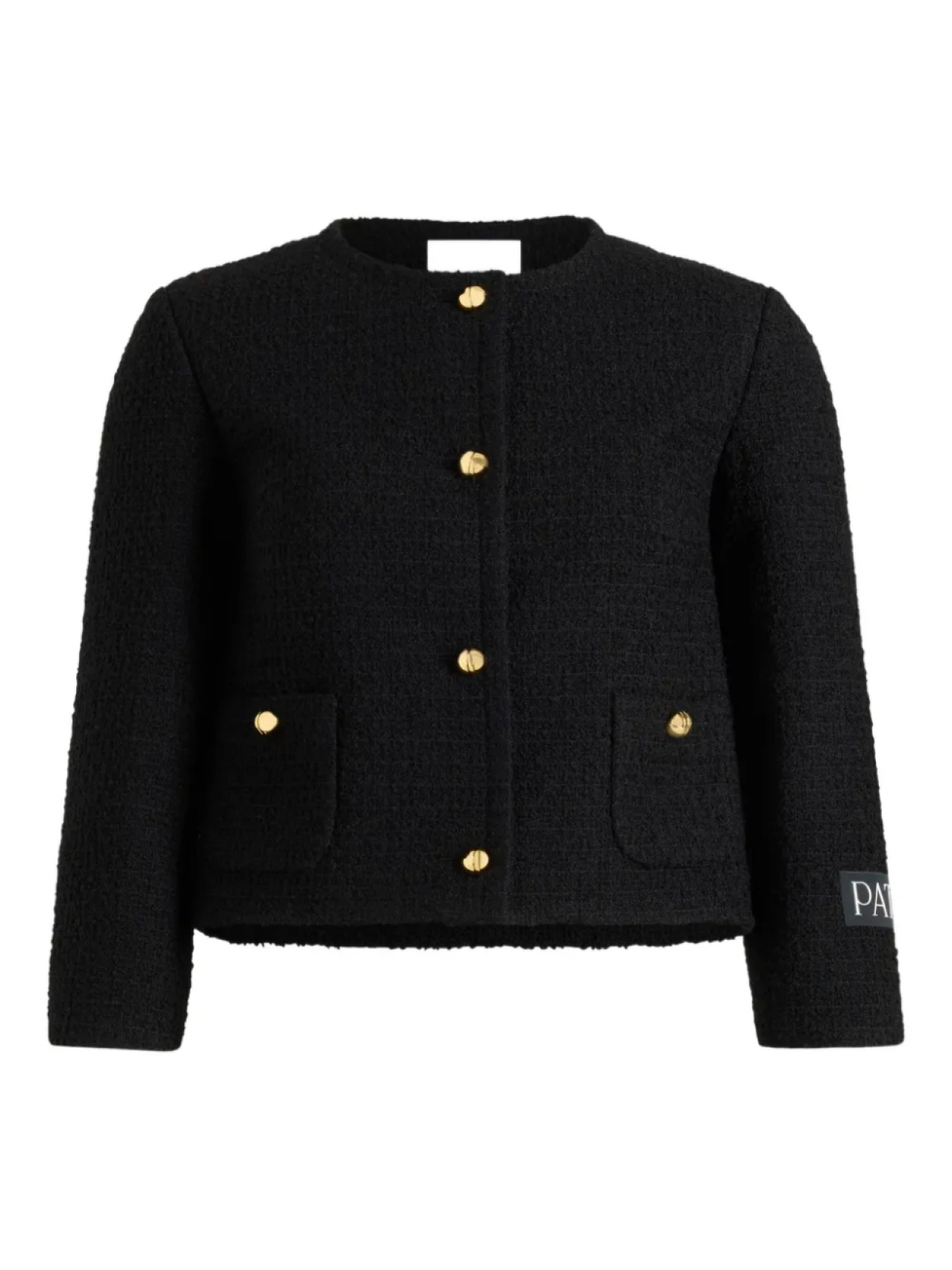 Patou твидовый жакет без воротника, черный
Patou твидовый жакет без воротника, черный