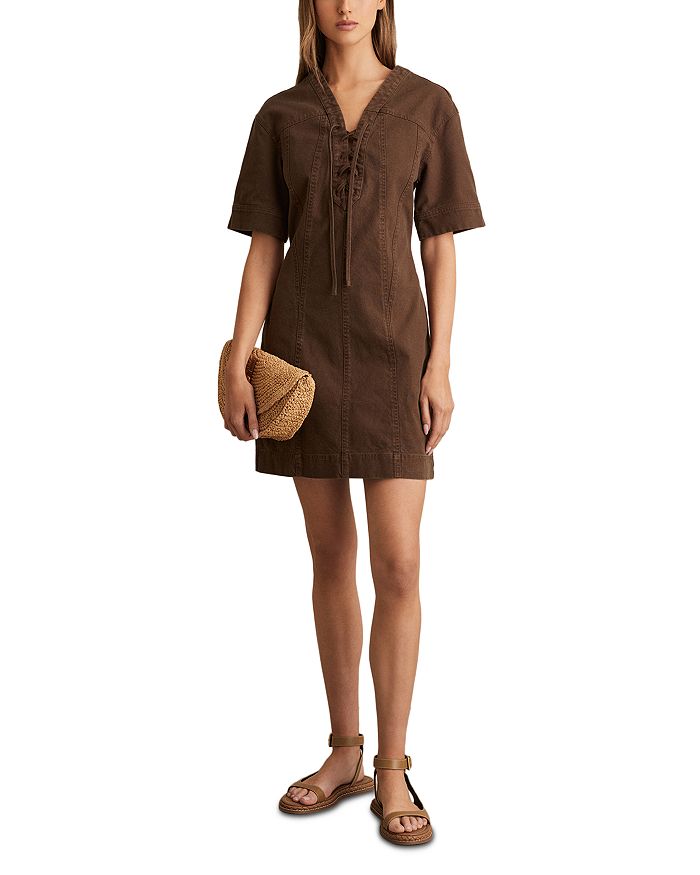 Платье с кружевными шнуровками Tia REISS, коричневый 
Платье с кружевными шнуровками Tia REISS, коричневый