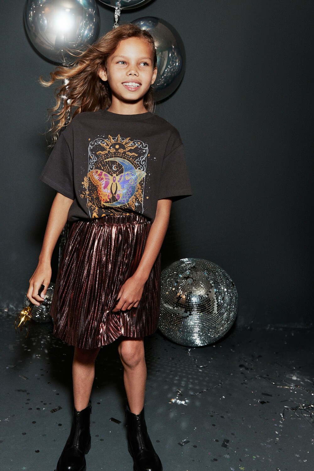 Юбка со складками металлизированного цвета Next, розовый
Юбка со складками металлизированного цвета Next, розовый