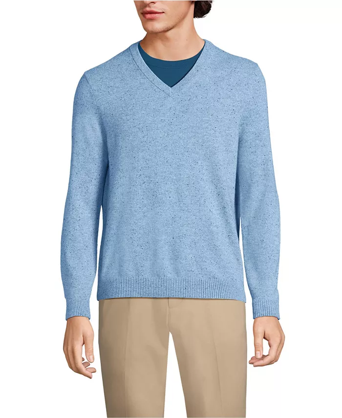 Мужской тонковязаный свитер с V-образным вырезом из кашемира Lands' End, синий
Мужской тонковязаный свитер с V-образным вырезом из кашемира Lands' End, синий