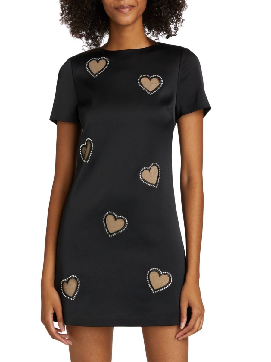 Мини-платье Clyde с отделкой в форме сердца, украшенное кристаллами Alice + Olivia, черный 
Мини-платье Clyde с отделкой в форме сердца, украшенное кристаллами Alice + Olivia, черный